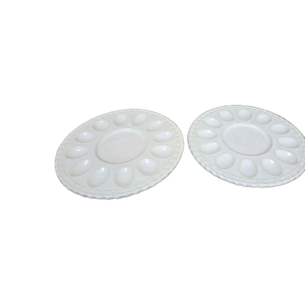 (2) Hallmark DEVILED EGG DISH Oyster Plate EASTER PLATTER Display THANKSGIVING